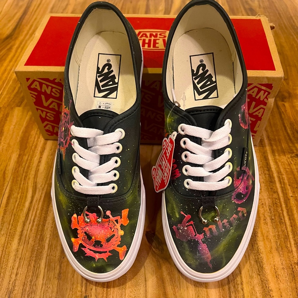 NWT VANS Authentic Pierced Custom Painted Shoes